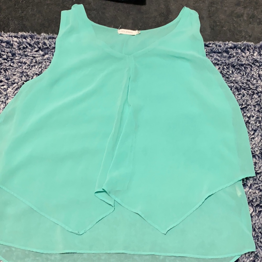 Blu Pepper, medium teal tank top.